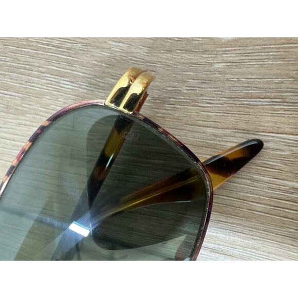 Vintage B&L Ray Ban Signet Rect. Sunglasses USA 80’s Gold Tortoise Green Glass - Picture 8 of 16